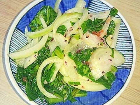 野沢菜と玉ねぎの梅酢ゆかりサラダ